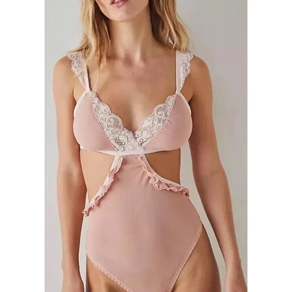 We Are HAH X Free People Women's Key to Ur Heart Bodysuit Copper Rose Size XS NW - Picture 1 of 3